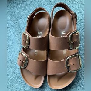 Brown Dual-Buckle Comfort Women's Sandals